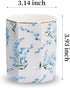Pencil Holder for Desk Organizer, Ceramic Floral Pattern Storage for Writing Utensils, Makeup Brush Holder - Blue