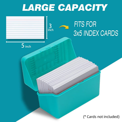 H4D 3x5, 3x5 3 Packs Index Card Holder Index Card Box Organizer Case, Flash Note Card Holder, (Red/Green/Yellow)