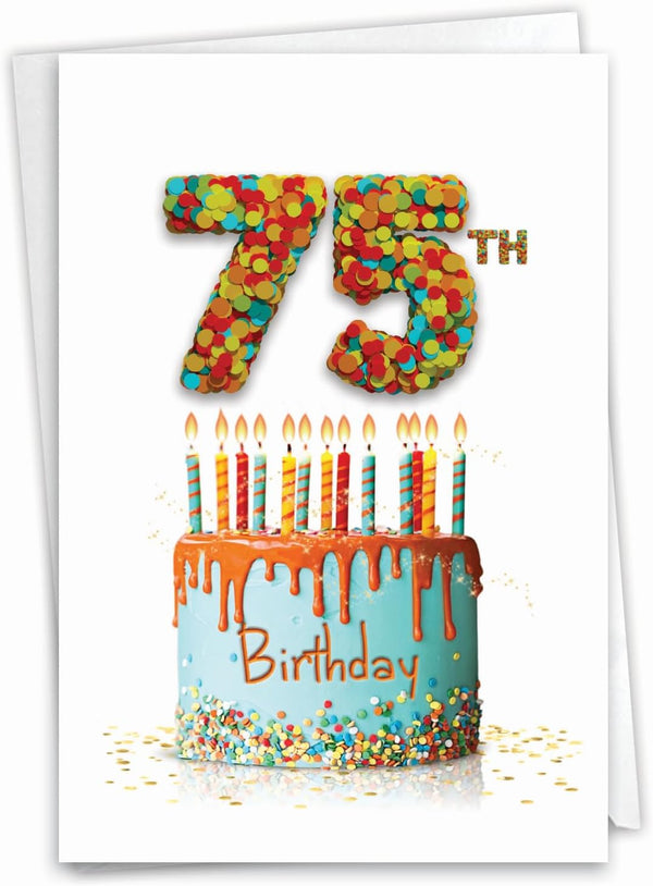 NobleWorks Funny 75th Birthday Card, 75 Year Old Humor Notecard for Milestone Birthdays Celebration - Big Day 75