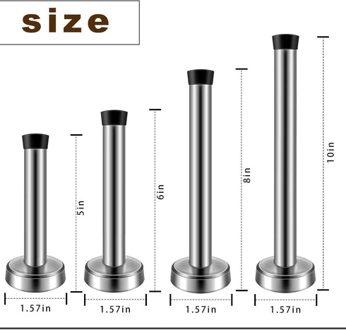 Door Stop 2 Pack, Long 6 Inch Modern Brushed Metal Doorstop with Mute Rubber Tip, Heavy Duty