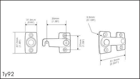 7/8" 2-3/32", 1 Pack, QCAA Solid Brass Shutter Bar/Door Latch, x Matte Black, Made in Taiwan