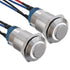 APIELE 12mm Latching Push Button Switch, Pre-Wired 150mm High Round Head Stainless Steel, Normally Open with Ring LED