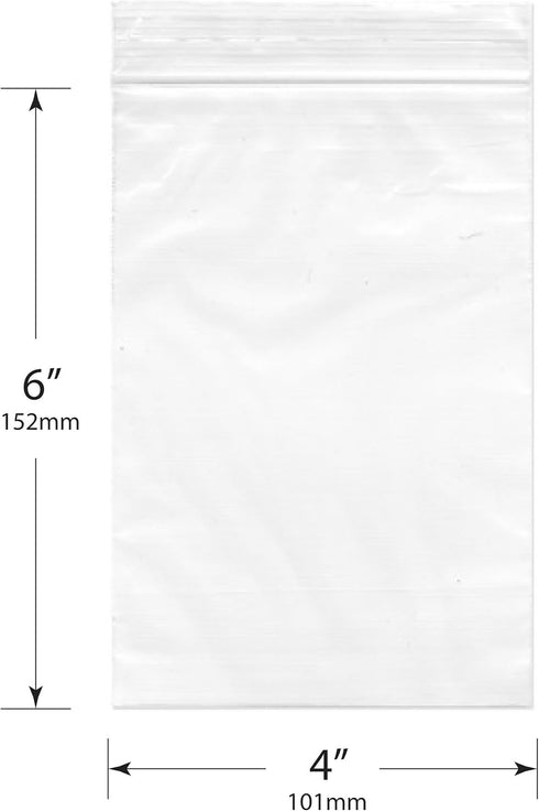 Plymor 4" x 6" (Pack of 50), 6 Mil Industrial Duty Zipper Reclosable Plastic Bags by Plymor