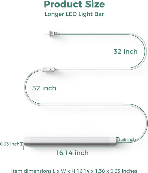 16 Inch Counter Lighting,4500K 700LM ASOKO Under Cabinet Lights,Plug and Play Under Daylight White with Bright,ETL