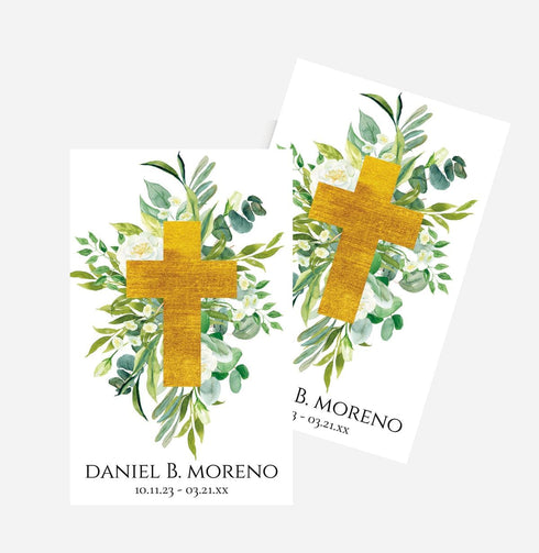 All Ewired Up Funeral Memorial Prayer Cards, Cross Christian, Double-Sided, Photo Personalized with Prayer, Memory