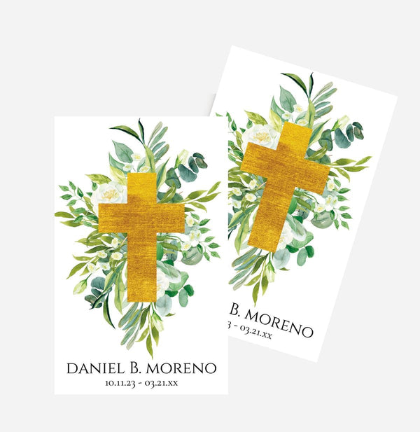 All Ewired Up Funeral Memorial Prayer Cards, Cross Christian, Double-Sided, Photo Personalized with Prayer, Memory