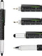 DUNBONG 6-in-1 Metal Multi Tool Pen - Stylus, Screwdriver, Ballpoint Pen, Level, Ruler, 1-Count (Black)