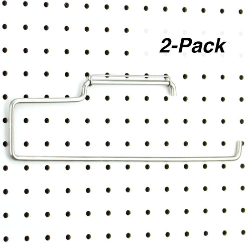 RightArrange Pegboard Paper Towel Holder - 2-Pack Stainless Steel Hooks for Peg Board Organization