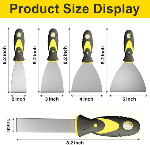 5Pcs Putty Knife, Set, 1" 2" 3" 4" 5" Scraper, Spackle Knife, Paint Scraper, Scraper Tool, No Rusting, Perfect For Repairing Drywall, Removing Wallpaper, Mud, Plaster Scraping by Rerdeim