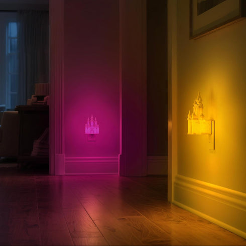 Wall,3D Light,10-Color 3 Dimmable DORESshop Night Lights Plug into Printed Castle RGB Night Change NightLight, Level