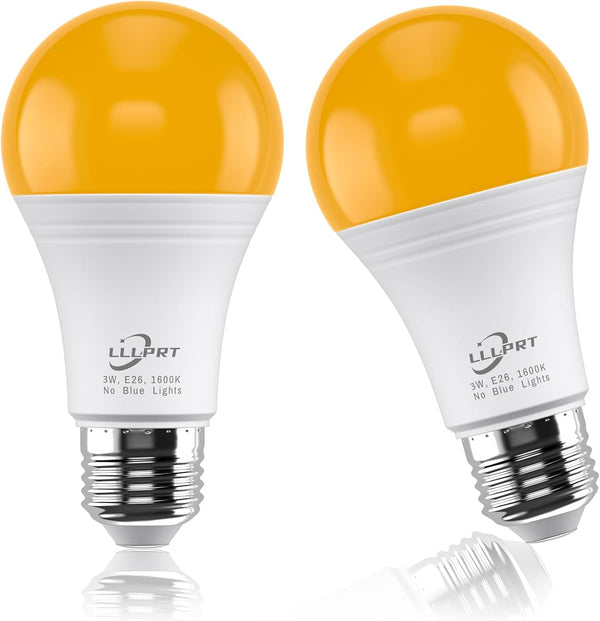 3W Amber Night Light Bulbs, 2 Pack Dimmable LED Warm White 1600K,
