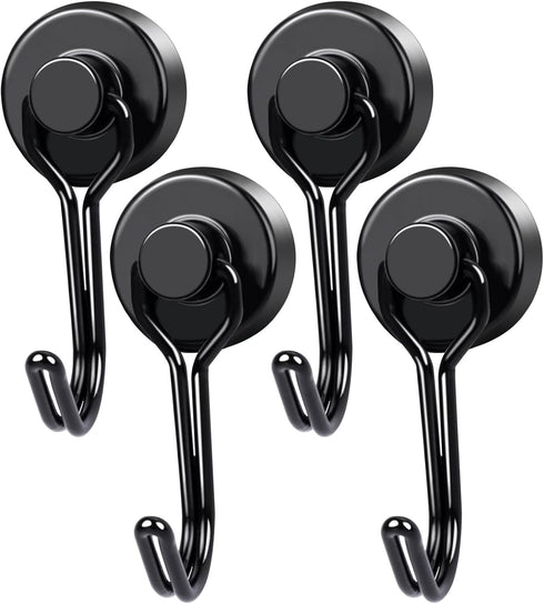 MIKEDE 4 Pack Heavy Duty Magnetic Hooks, 40Lbs Neodymium Swivel Hooks for Hanging, Strong Metal Hanger for Storage