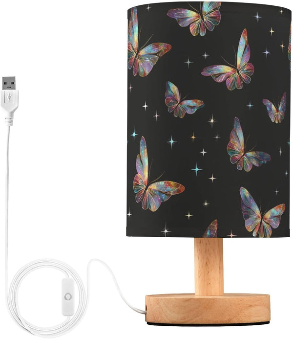 ALAZA Bedside Table Lamp for Bedroom Colorful Butterfly Nightstand LED Light Lamps