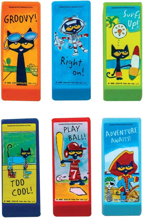 Raymond Geddes Pete The Cat Beveled Erasers for Kids, 24 Pack