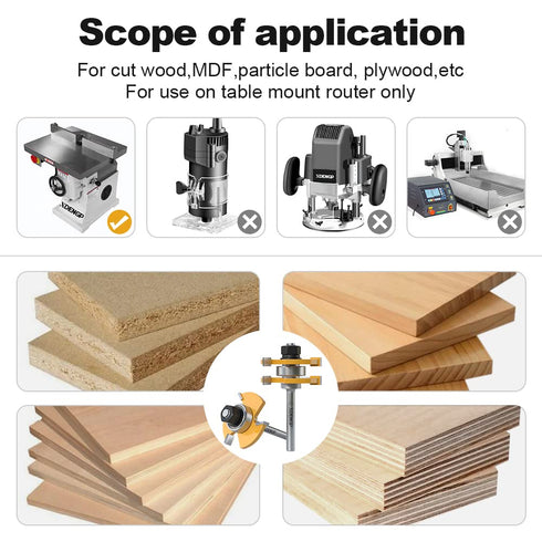 Professional 2 PCS Tongue and Groove Router Bit Set, 1/4 Inch Shank, Wood Milling Cutter for Joinery