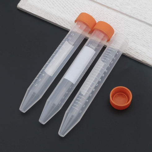 JIUWU 15mL Conical Centrifuge Tubes, 10Pcs Sterile Plastic Test Tubes with Screw Caps, Random Color