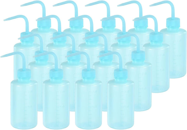PATIKIL 18 Pcs 8oz Lab Squeeze Bottles - 250ml Plastic Safety Wash Bottles for Cleaning and Tattoo Supplies (Blue)