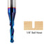 2 PCS CNC Router Bits 1/4inch Shank, 1/8inch Cutting Dia Carbide Ball Nose End Mill for Side Milling, Finish Machining
