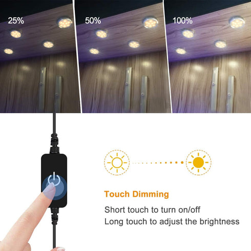 YGS-Tech LED Puck Lights - Under Cabinet Lighting Silver Trim - 3000K Warm White - 3-Pack