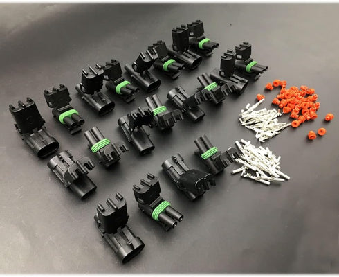 10 PACK 14-16 AWG Gauge 2 Pin Position Terminal Weather Pack Connector Male Female Set Weather Proof