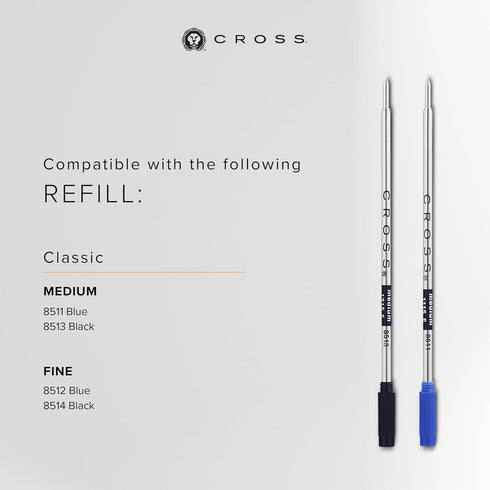 Cross Calais Refillable Ballpoint Pen, Luxury Gift Box, Medium Point Black Ink, Brushed Rose Gold & Black