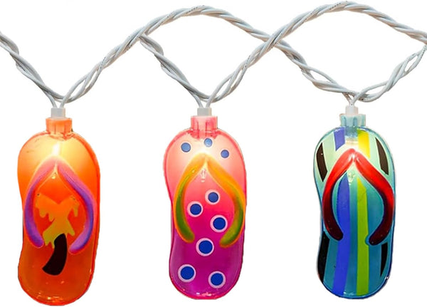 brianvikey 8.5Ft Tropical Beach Themed Decorations Slipper LED String Lights with 10 Colorful