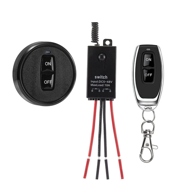 Mini Wireless Switch,5V/12V/48V/10A Relay Remote Switch for Lights,328FT Long Range for Ceiling