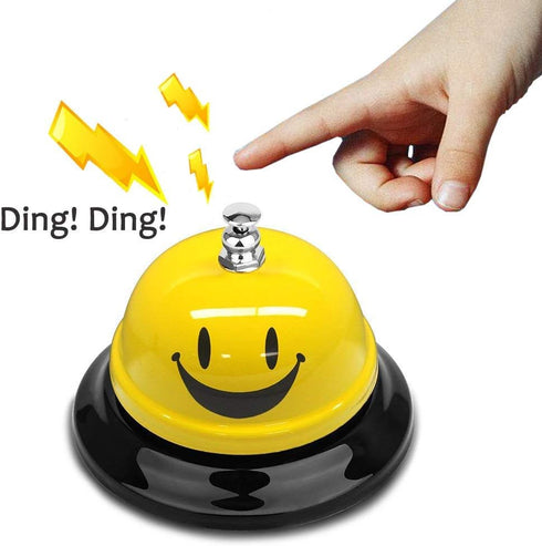 Call Bell Yellow Lovely Smile Face Desk Service Bell, Ding Bell for Restaurant, Hotel, Kitchen, Office