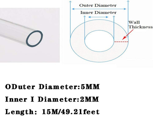 Machine,5mmx2mm 15m/49.2feet Silicone Tubing High Temp Pure Tube Temp Home Brewing Winemaking Silicone Hose Water Hose