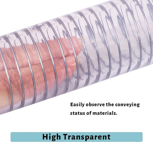 DAVCO 3/8" ID x 10 ft PVC Reinforced Tubing - High Pressure Flexible Vinyl Hose, Heavy Duty Clear Suction Tube