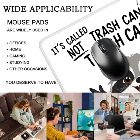 Juoqg It's Called Trash Can Not Trash Cannot Rectangular Mouse Pad, Funny Raccoon Mouse Pads for Desk, Raccoon Lover