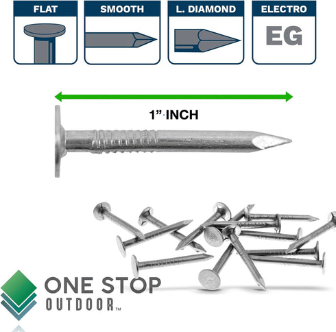 (500 Pack) 1 Inch Galvanized Roofing Nails, Professional Grade for Fastening Roofing Felt and Insulation