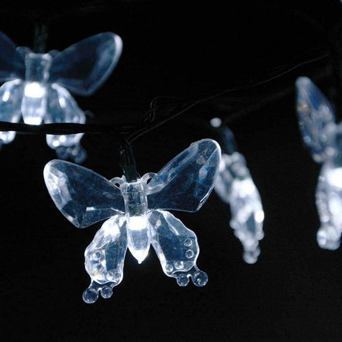 Solar String Lights, Waterproof 16ft 20LED Butterfly Christmas Fairy Lights for Home Party Wedding Patio Garden