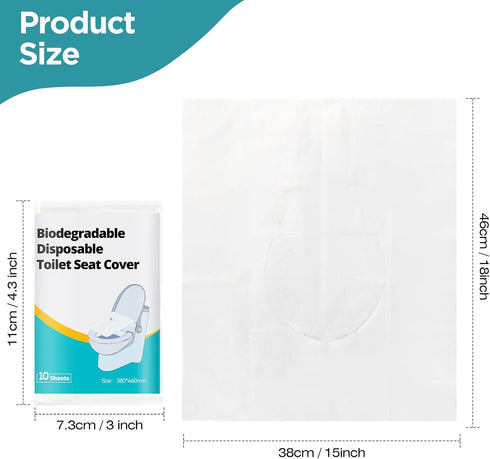 Huazu 100pcs Pack Disposable Flushable Toilet Seat Covers, Biodegradable Seat Covers, Ideal for Airplane Trips Camping