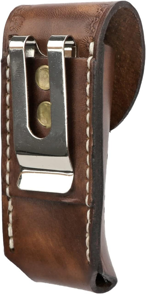 Tourbon EDC Leather Pocket Folding Knife Sheath Carrier Holster Flashlight Holder Case Wine Bottle Opener for Belt