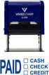 PAID CASH CHECK CREDIT Self Inking Rubber Stamp (Blue Ink) - Large Size