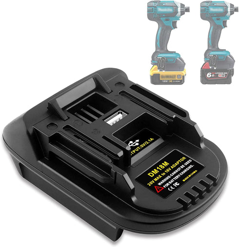 DM18M Converter for Dewalt & Milwaukee to Makita Battery Adapter, Fit Dewalt 18v-20v & Milwaukee 18v M18 Lithium