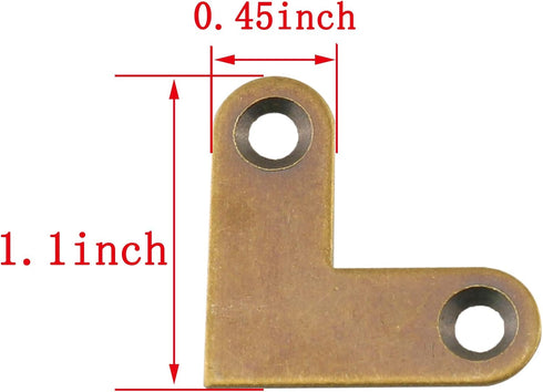 HJ Garden 4pcs L-Shaped Copper Corner Code Brass Flat Corner Bracket Joint Flat Corner Brace Plate Support Drawer Fixed
