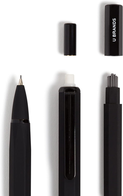 U Brands Midnight Cambria Mechanical Pencil, Office Supplies, Soft Touch Barrel, Medium Point, 0.7mm, 2 Count by U Brands