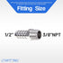 LTWFITTING Bar Production Stainless Steel 316 Barb Fitting Coupler/Connector 1/2" Hose ID x 3/8" Male NPT (Pack of 5)