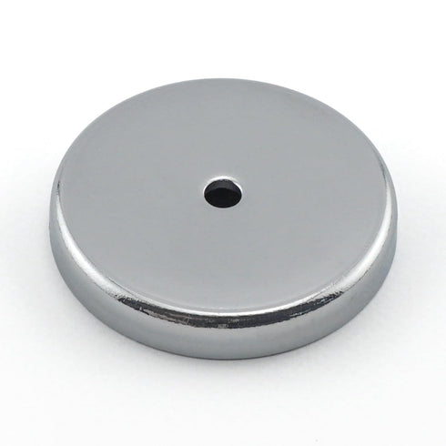 Master Magnetics Ceramic Round Base Magnet - 1.21" Diameter, 0.180" Thick, 0.133" Center Hole, 11 lb. Pull, Nickle Plated, Pack of 12, RB20CCERX12
