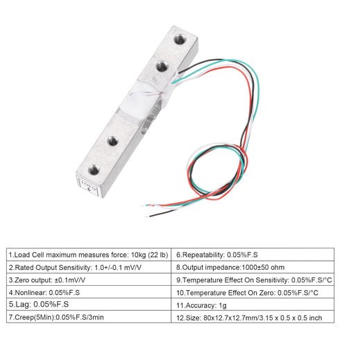 2PCS Digital Load Cell Weight Sensor 10KG by MECCANIXITY, High Precision for DIY Kitchen Scale