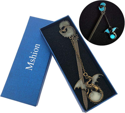 Metal Bookmarks for Women Men, Luminous Book Marks with Gift Box for Kids Girls Reading Lovers