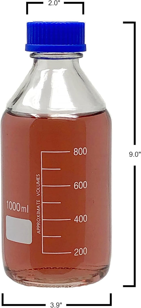 Karter Scientific 1000ml Glass Round Media Storage Bottles with GL45 Screw Cap, Borosilicate Glass, 251N4 (Single) by Karter Scientific