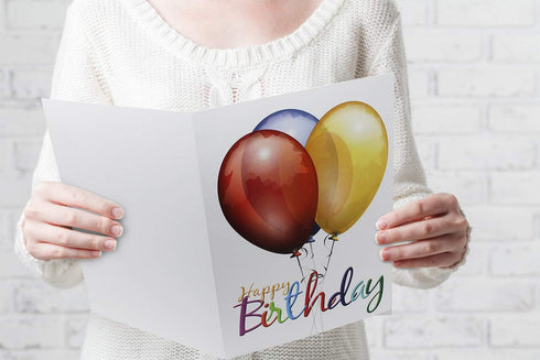 Small World Greetings Large Happy Birthday Card, Blank Inside with Envelope, 11.75" x 9"