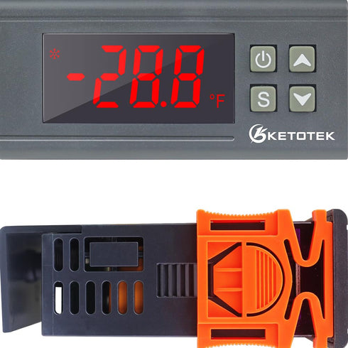 Digital Temperature Controller AC110V 10A Thermostat with 2m Waterproof Sensor, 2 Relays for Heating Cooling Incubator