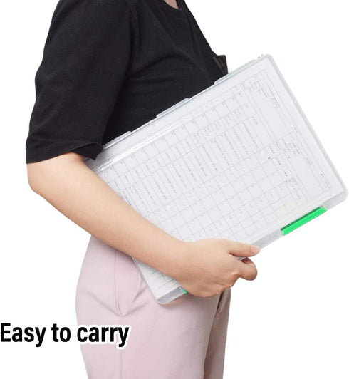 Lemical Portable A4 Magazine File Box, Transparent Plastic Document Organizer with Buckle Closure