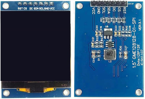HiLetgo 1.5" SH1107 128x128 1.5 Inch 7 OLED Display Module SPI Pin OLED Screen LCD Display White