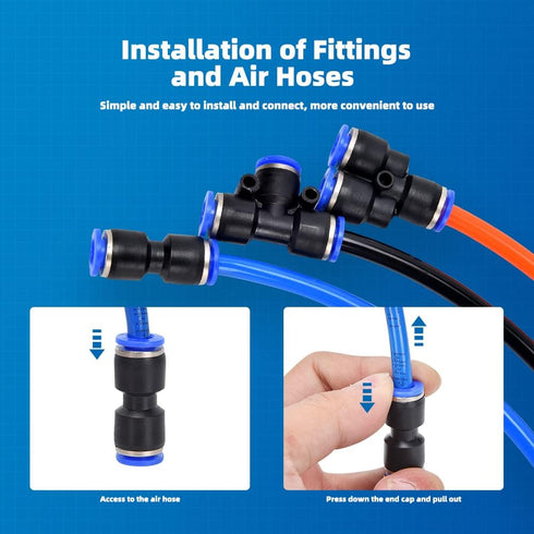 40Pcs Quick Connect Air Hose Fittings 1/4 inch OD, Pneumatic Push to Connect Fittings Kit for 1/4 inch Tube