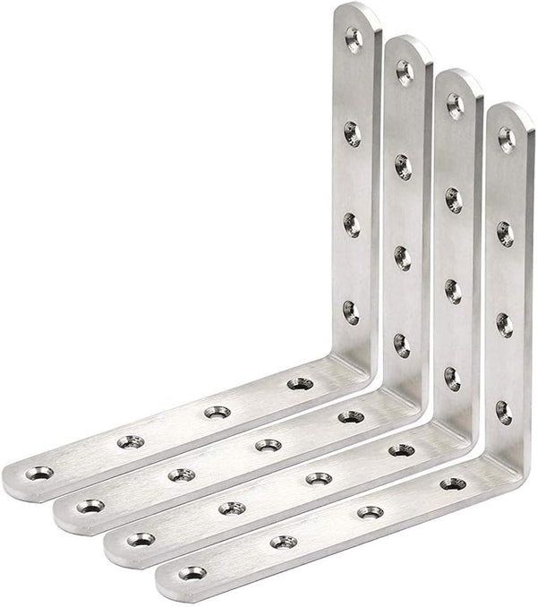 Deezio Corner Brace Set, Stainless Steel L Bracket, Right Angle Bracket, Heavy Duty